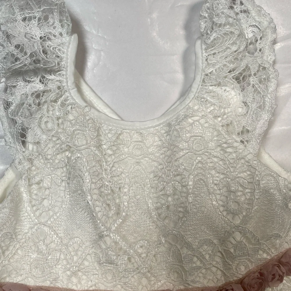 Laura Ashley London Baby Girl's White Floral Lace Ball Gown Dress 12m Easter